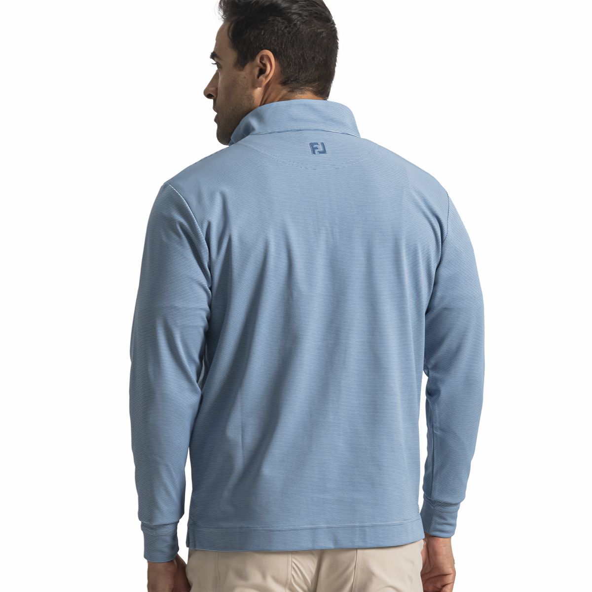 Men FootJoy Quarter-Zip Ottoman Stripe Knit