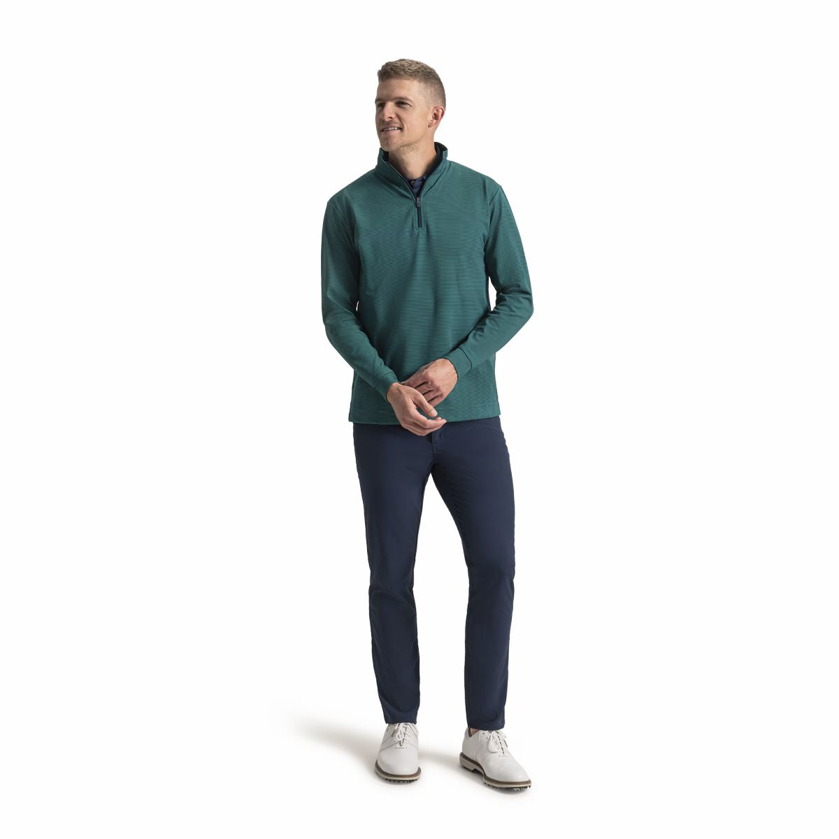 Men FootJoy Quarter-Zip Ottoman Stripe Knit